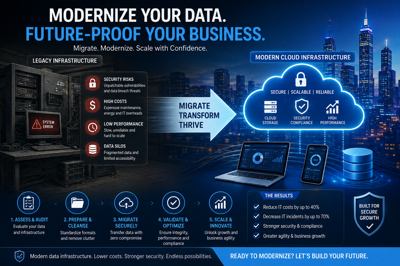 Legacy data infrastructure being migrated to secure and scalable cloud infrastructure